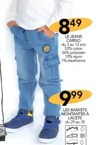 Stokomani LE JEANS CARGO du 3 au 12 ans 53% coton 36% polyester 10% rayon 1% élasthanne offre