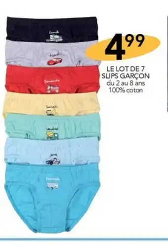 Stokomani LE LOT DE 7 SLIPS GARÇON du 2 au 8 ans 100% coton offre