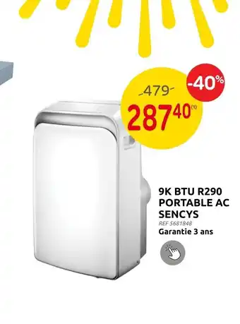 9K BTU R290 PORTABLE AC SENCYS