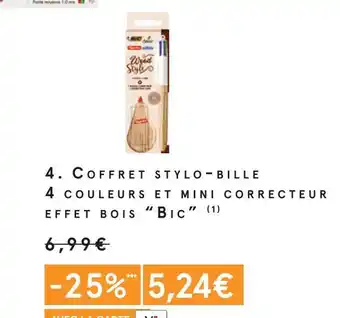 Monoprix Bic coffret stylo-bille 4 couleurs et mini correcteur effet bois offre
