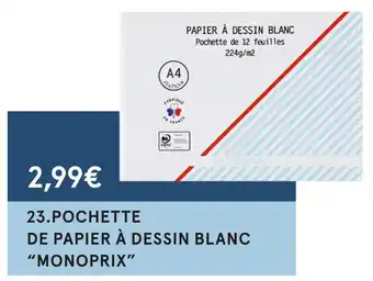 Monoprix Monoprix pochette de papier à dessin blanc offre