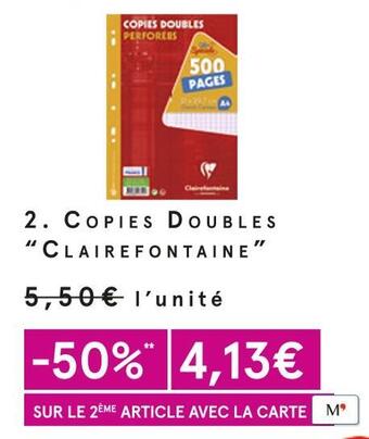 Monoprix Clairefontaine copies doubles offre