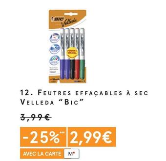 Monoprix Bic feutres effaçables à sec velleda offre