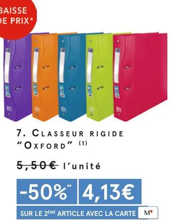 Monoprix Oxford classeur rigide offre