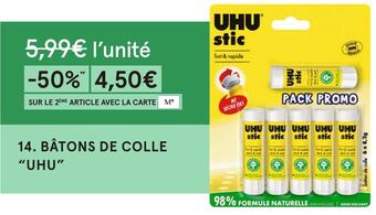 Monoprix Uhu bâtons de colle offre