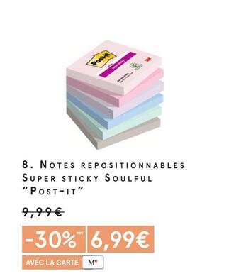 Monoprix Post-it notes repositionnables super sticky soulful offre