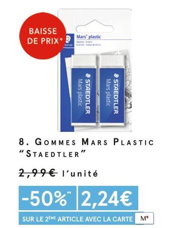 Monoprix Staedtler gommes mars plastic offre