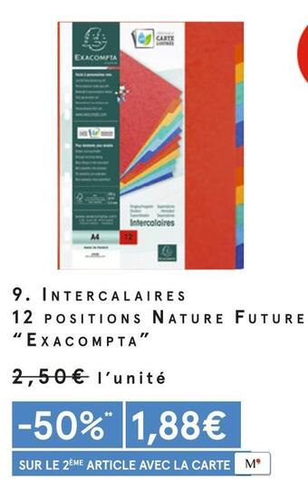 Monoprix Exacompta intercalaires 12 positions nature future offre