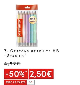 Monoprix Stabilo crayons graphite hb offre