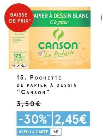 Monoprix Canson pochette de papier à dessin offre
