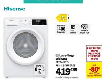 Conforama Hisense lave-linge sechant wd814le offre