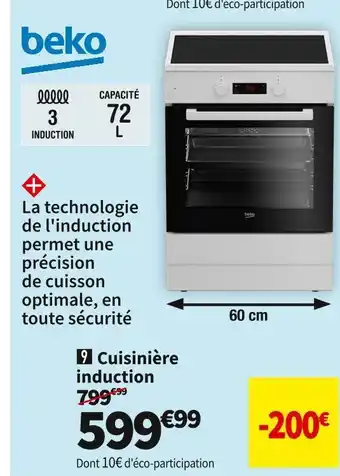 Conforama Beko cuisinière induction fse68302mwc offre