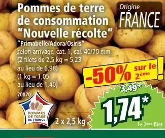 Norma Pommes de terre de consommation nouvelle récolte offre