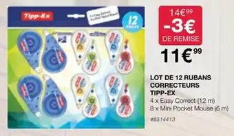 Costco LOT DE 12 RUBANS CORRECTEURS TIPP-EX offre