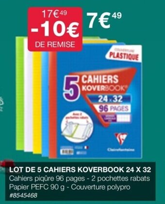Costco LOT DE 5 CAHIERS KOVERBOOK 24 X 32 offre
