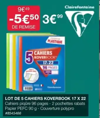 Costco LOT DE 5 CAHIERS KOVERBOOK 17 X 22 offre