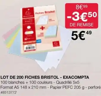 LOT DE 3 BLOCS FEUILLES - OXFORD LOT DE 200 FICHES BRISTOL - EXACOMPTA