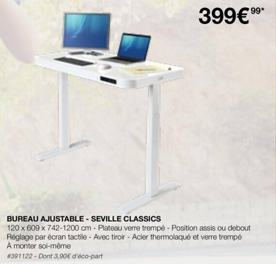 Promo BUREAU AJUSTABLE SEVILLE CLASSICS chez Costco
