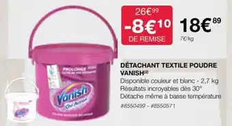 Costco DÉTACHANT TEXTILE POUDRE VANISH(²) offre