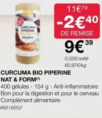 Costco CURCUMA BIO PIPERINE NAT & FORM(¹) offre