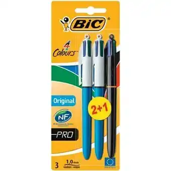 Auchan 3 STYLOS BILLE RÉTRACTABLES 4 COULEURS offre