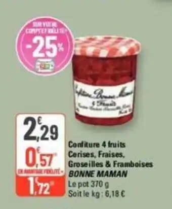 G20 Confiture 4 fruits Cerises, Fraises, Groseilles & Framboises ONTAGE FEALITE BONNE MAMAN offre