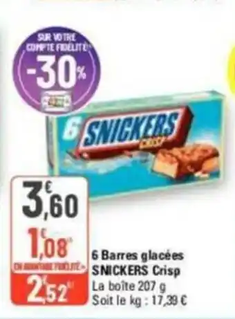 G20 6 Barres glacées ON LITE SNICKERS Crisp offre