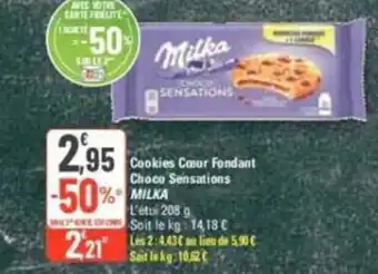 G20 Cookies Cœur Fondant Choco Sensations MILKA offre