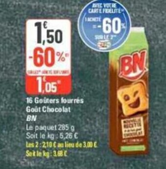 G20 16 Goûters fourrés Goût Chocolat BN offre