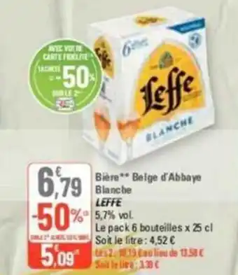 G20 Bière** Beige d'Abbaye Blanche LEFFE offre