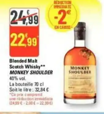 G20 Blended Malt Scotch Whisky** MONKEY SHOULDER offre