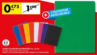 Plein ciel CAHIER COUVERTURE POLYPROPYLÈNE 24 x 32 CM 48 pages. Papier 90 g. Grands carreaux. offre
