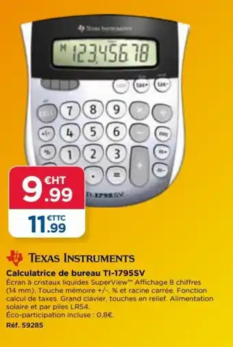 Top Office Calculatrice de bureau TI-1795SV offre
