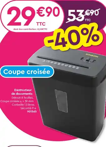 Plein ciel Destructeur de documents offre