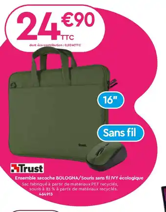 Plein ciel Ensemble sacoche BOLOGNA/Souris sans fil IVY écologique offre