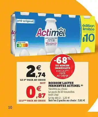 U Express Boisson Lactée Fermentée Actimel offre