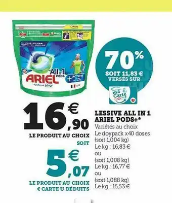 U Express Lessive All In 1 Ariel Pods+ offre