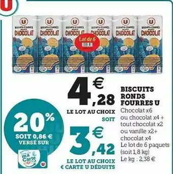 U Express Biscuits Ronds Fourrés U offre
