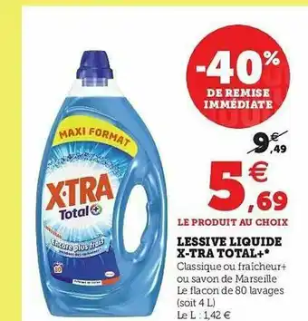 U Express Lessive Liquide X-tra Total+ offre