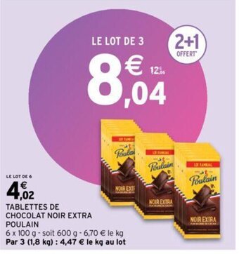 TABLETTES DE CHOCOLAT NOIR EXTRA POULAIN