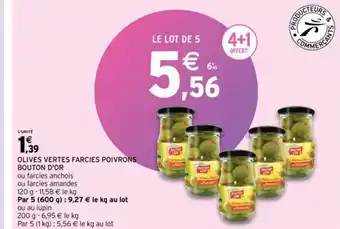 Intermarché OLIVES VERTES FARCIES POIVRONS offre