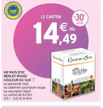Intermarché IGP PAYS D'OC MERLOT ROUGE offre