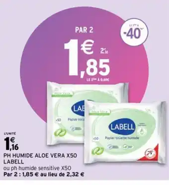 Intermarché PH HUMIDE ALOE VERA X50 LABELL offre