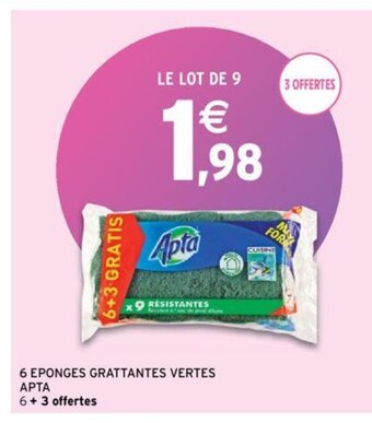 Intermarché 6 EPONGES GRATTANTES VERTES APTA offre