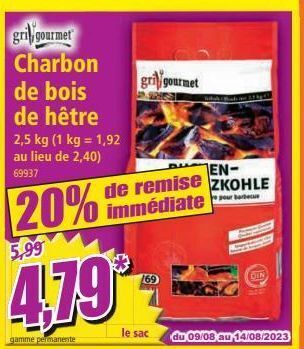 Norma Charbon de bois de hetre offre