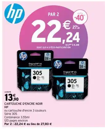 Intermarché CARTOUCHE D'ENCRE NOIR HP offre