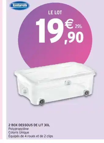 Intermarché 2 BOX DESSOUS DE LIT 30L Polypropylène Coloris Unique offre