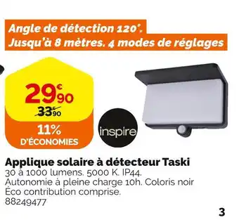 Inspire applique solaire à détecteur taski