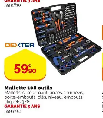 Weldom Dexter mallette 108 outils offre