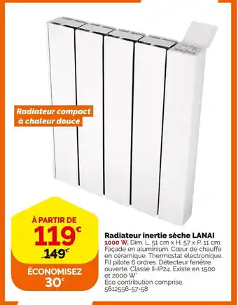 Weldom Radiateur inertie sèche lanai offre